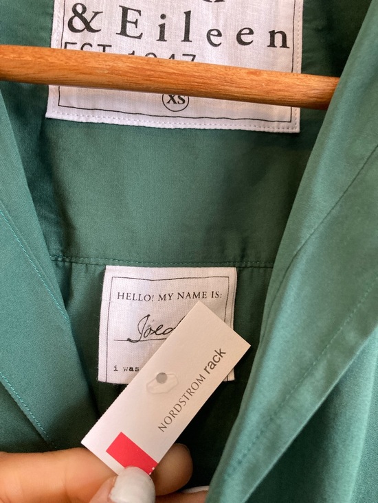 Frank & Eileen Joedy Cotton Button-Up Shirt XS Green - Picture 4 of 7